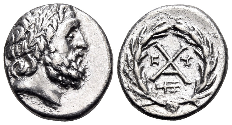 ACHAIA, Achaian League. Patrai. Circa 195-188 BC. Tetrobol (Silver, 14 mm, 2.36 ...