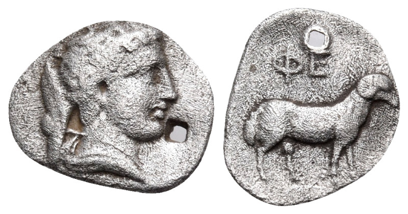 ARKADIA. Pheneos. Circa 370-340 BC. Obol (Silver, 12 mm, 0.66 g, 9 h). Bust of y...