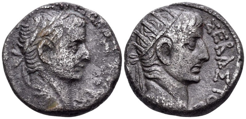 EGYPT. Alexandria. Tiberius, with Divus Augustus, 14-37. Tetradrachm (Silver, 23...