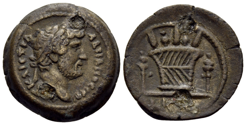 EGYPT. Alexandria. Hadrian, 117-138. Obol (Bronze, 19 mm, 5.67 g, 12 h), year 21...