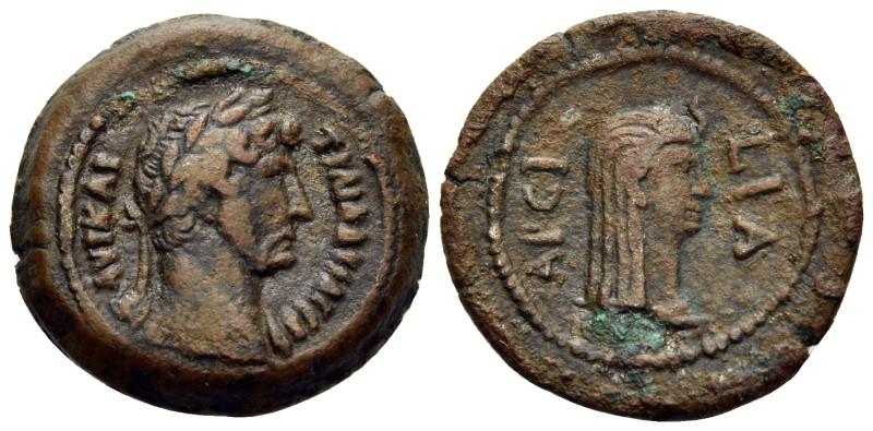 EGYPT, Arsinoite Nome. Alexandria. Hadrian, 117-138. Obol (Bronze, 19 mm, 5.21 g...