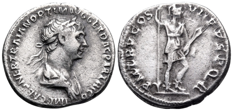 Trajan, 98-117. Denarius (Silver, 18 mm, 3.19 g, 7 h), Rome, after 20 February-a...