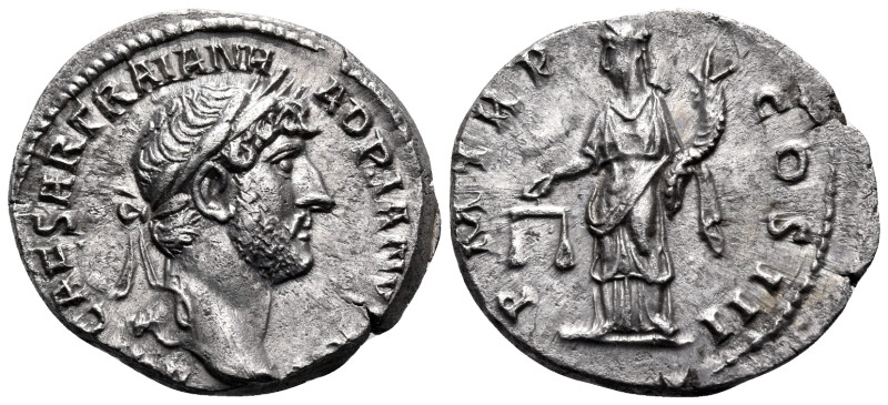 Hadrian, 117-138. Denarius (Silver, 18 mm, 2.92 g, 6 h), Rome, between April and...