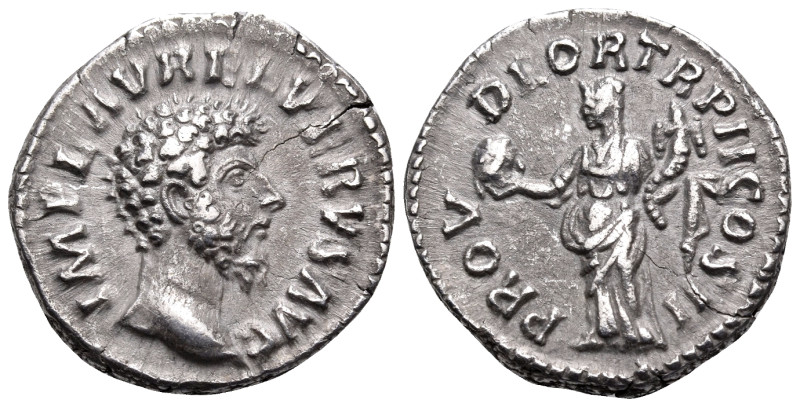 Lucius Verus, 161-169. Denarius (Silver, 18 mm, 3.32 g, 6 h), Rome, 161-162. IMP...