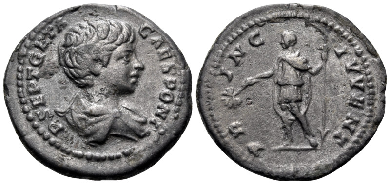 Geta, as Caesar, 198-209. Denarius (Billon, 19 mm, 2.61 g, 6 h), underweight "Li...