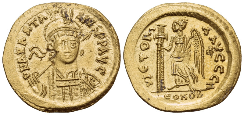 Anastasius I, 491-518. Solidus (Gold, 20 mm, 4.48 g, 6 h), Constantinople, 8th o...