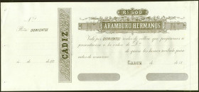 500 Reales de Vellón. (187_ca). Aramburu Hermanos, Cádiz (matriz a la izquierda). Para entender mejor la contextualización de este billete recomendamo...