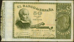 50 Pesetas. 2 de Enero de 1898. Sin serie. (Edifil 2021: 304). Raro, especialmente sin ninguna reparación. MBC-.