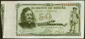 50 Pesetas. 25 de Noviembre de 1899. Serie D. (Edifil 2021: 307a, Pick: 50). Raro en esta conservación, especialmente conservando parte de su apresto ...