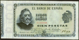 100 Pesetas. 1 de Mayo de 1900. Serie C. (Edifil 2021: 308a, Pick: 51a). Raro, pequeñas reparaciones. MBC.
