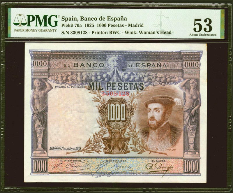 1000 Pesetas. 1 de Julio de 1925. Sin serie y numeración anterior a 3646000 (est...