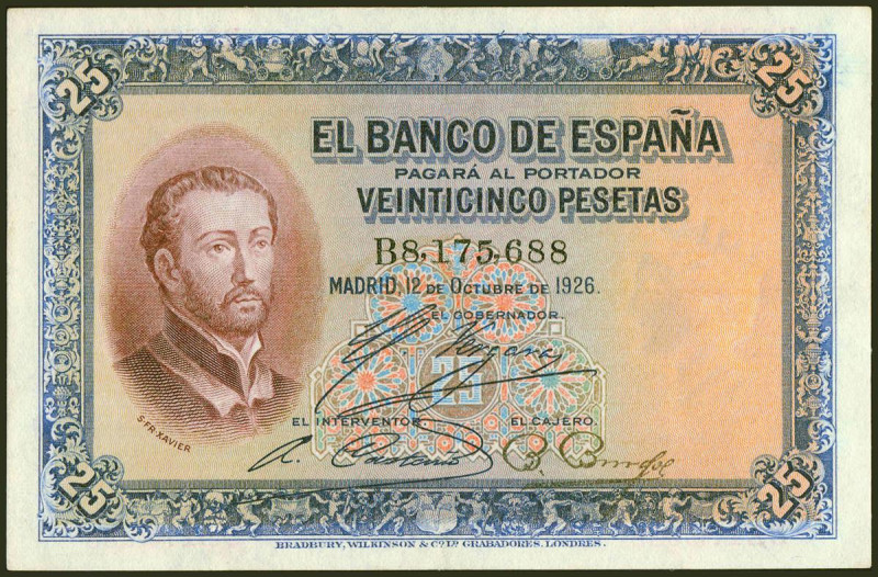 25 Pesetas. 12 de Octubre de 1926. Serie B. (Edifil 2021: 325a). MBC.