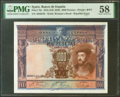 1000 Pesetas. 1 de Julio de 1925. Sin serie y numeración superior al 3646000. (Edifil 2021: 351, Pick: 70c). Inusual en esta calidad. EBC+. Encapsulad...