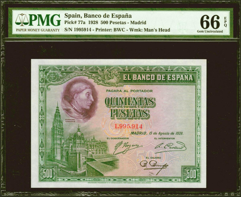 500 Pesetas. 15 de Agosto de 1928. Sin serie. (Edifil 2021: 356, Pick: 77a). Rar...