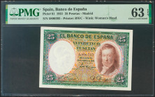 25 Pesetas. 25 de Abril de 1931. Sin serie. (Edifil 2021: 358, Pick: 81). Inusual en esta calidad y con apresto original. SC. Encapsulado PMG63EPQ.