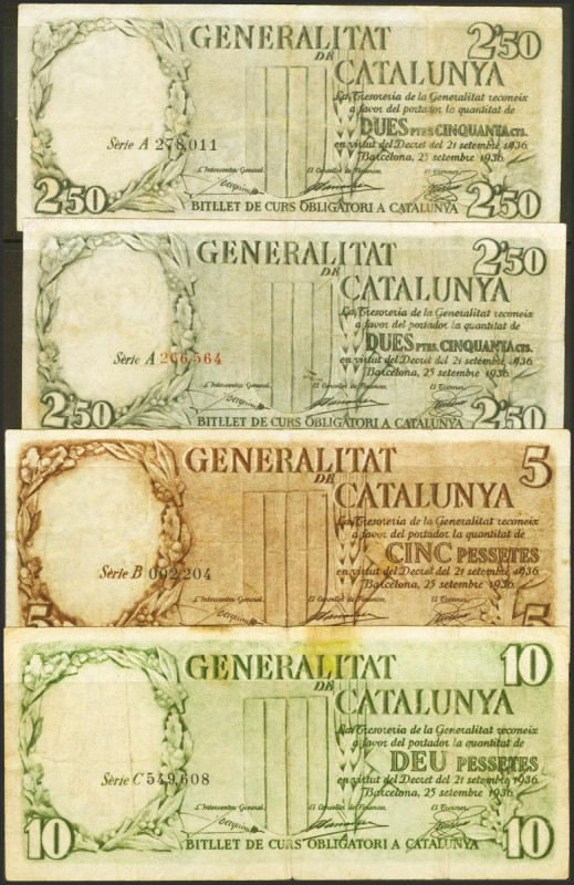 Serie completa de los 4 billetes de la Generalitat de Catalunya que incluye el 2...