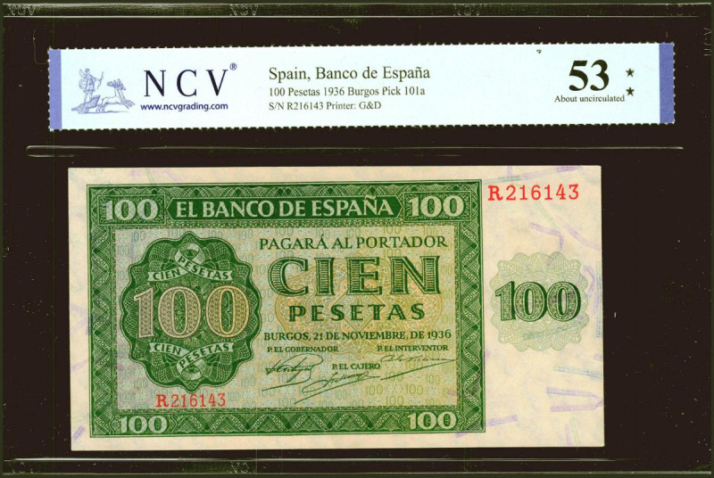 100 Pesetas. 21 de Noviembre de 1936. Serie R. (Edifil 2021: 421a, Pick: 101a). ...