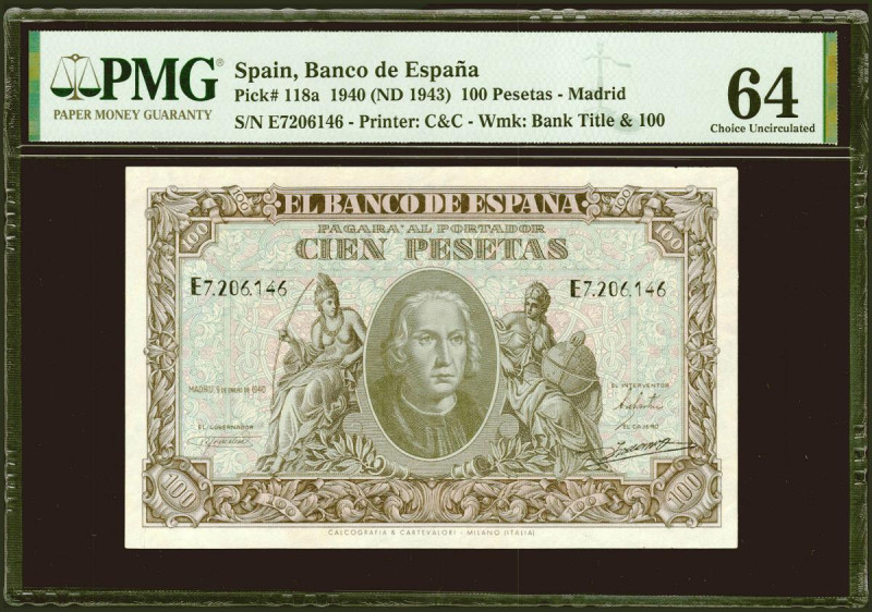 100 Pesetas. 9 de Enero de 1940. Serie E. (Edifil 2021: 438a, Pick: 118a). Inusu...