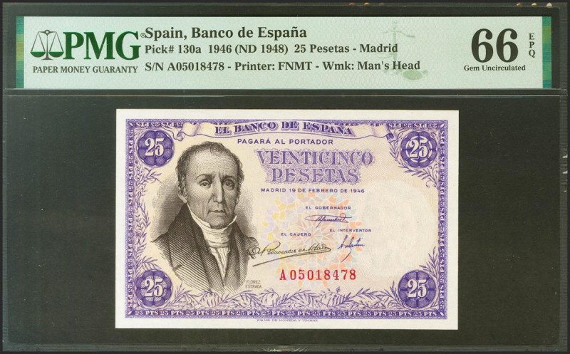 25 Pesetas. 20 de Febrero de 1946. Serie A. (Edifil 2021: 450a, Pick: 130a). Rar...