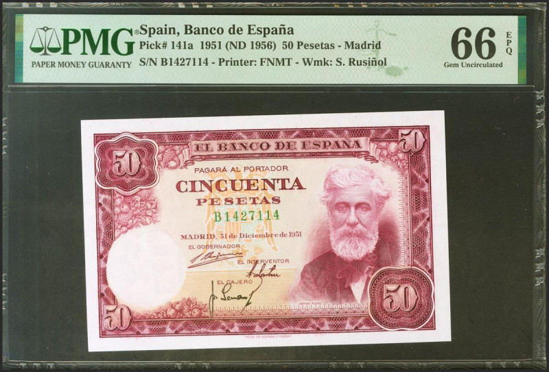 50 Pesetas. 31 de Diciembre de 1951. Serie B. (Edifil 2021: 462a, Pick: 141a). R...