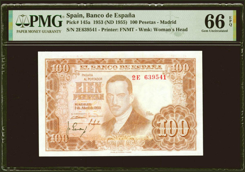 100 Pesetas. 7 de Abril de 1953. Serie 2E. (Edifil 2021: 464c, Pick: 145a). Apre...