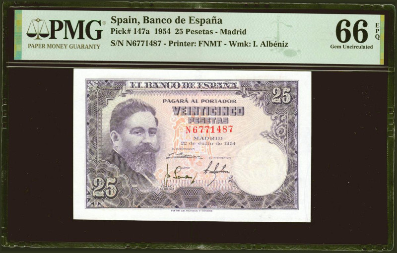 25 Pesetas. 22 de Julio de 1954. Serie N. (Edifil 2021: 467a, Pick: 147a). Inusu...