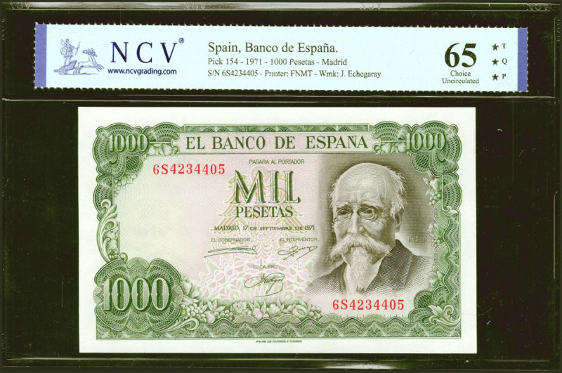 1000 Pesetas. 17 de Septiembre de 1971. Serie 6S. (Edifil 2021: 474c, Pick: 154)...