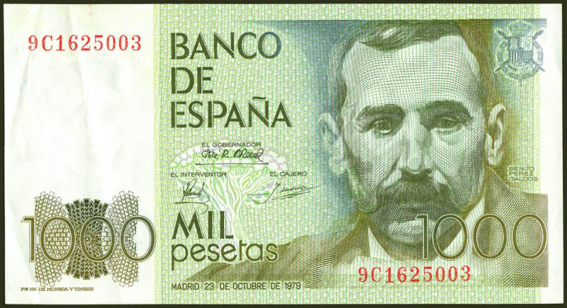 1000 Pesetas. 23 de Octubre de 1979. Serie especial 9C. (Edifil 2017: 477b). Rar...