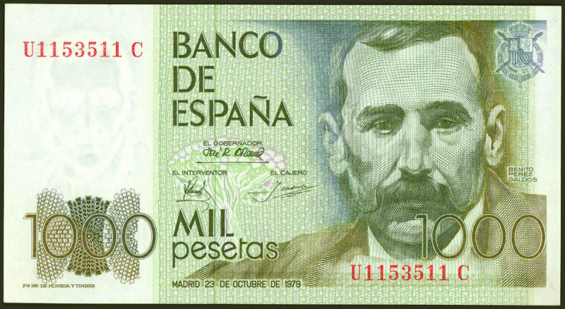 1000 Pesetas. 23 de Octubre de 1979. Serie U-C y numeración capicúa. (Edifil 202...