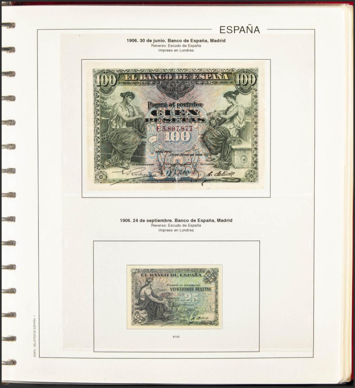 Colección de la mayoría de los billetes emitidos por el Banco de España desde el...