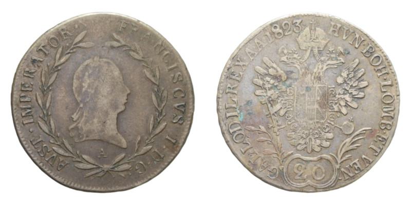 AUSTRIA FRANCESCO I 20 KREUZER 1823 A MI. 6,62 GR. MB-BB/qBB (FALSO D'EPOCA)