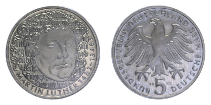 GERMANIA 5 MARK 1983 G NI. 10 GR. IN BLISTER PROOF