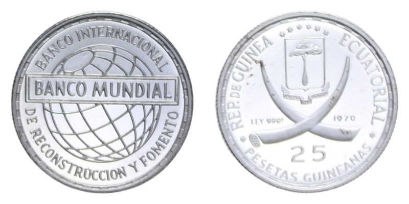 GUINEA EQUATORIALE 25 PESETAS 1970 AG. 5,07 GR. PROOF