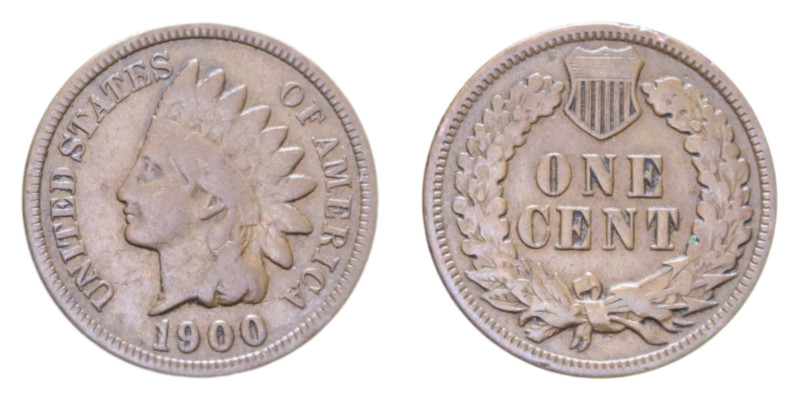 STATI UNITI 1 CENT. 1900 INDIAN CU. 3,08 GR. BB+