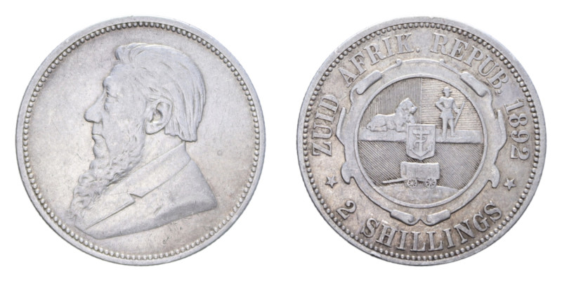 SUD AFRICA 2 SHILLINGS 1892 AG. 11,23 GR. BB+