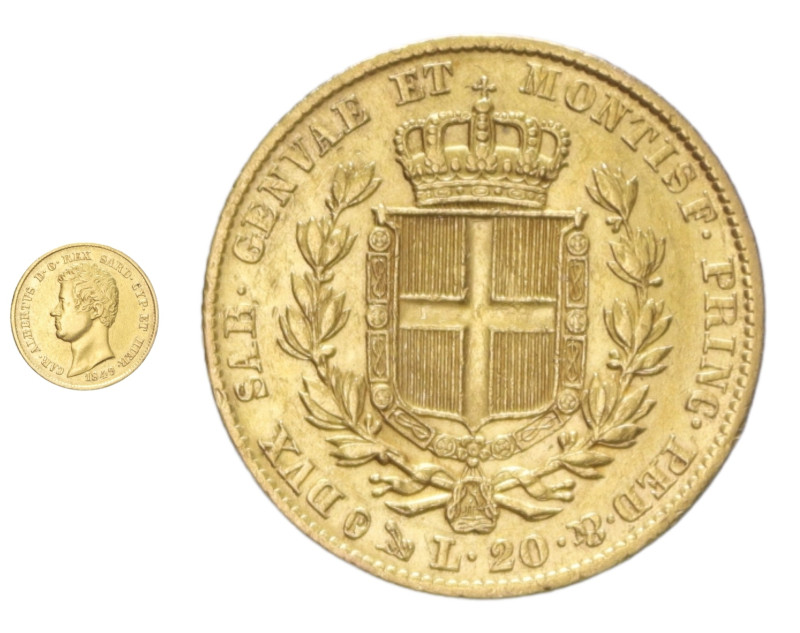 CARLO ALBERTO (1831-1849) 20 LIRE 1849 GENOVA AU. 6,41 GR. BB+/BB-SPL