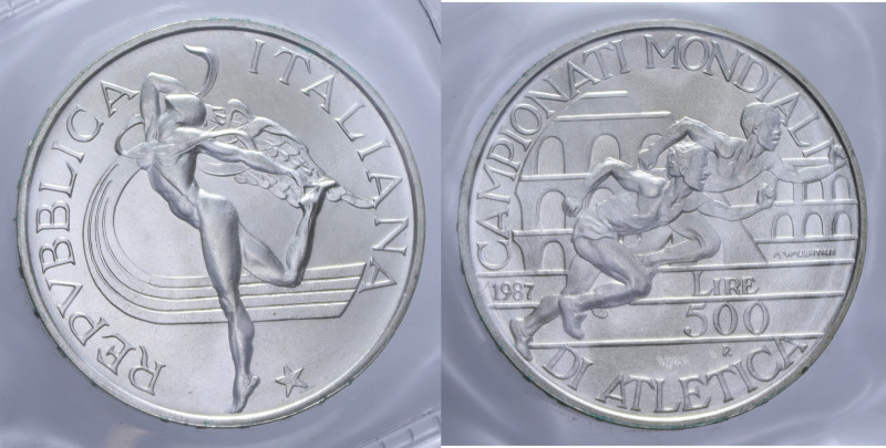 500 LIRE 1987 MONDIALI ATLETICA AG. 11 GR. IN ASTUCCIO FDC