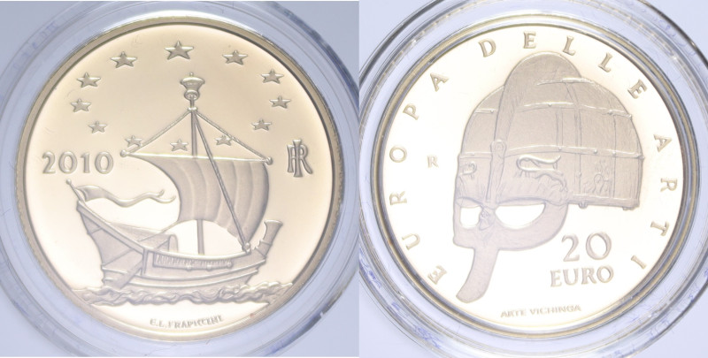 20 EURO 2010 EUROPA DELLE ARTI SVEZIA AU. 6,45 GR. IN COFANETTO PROOF