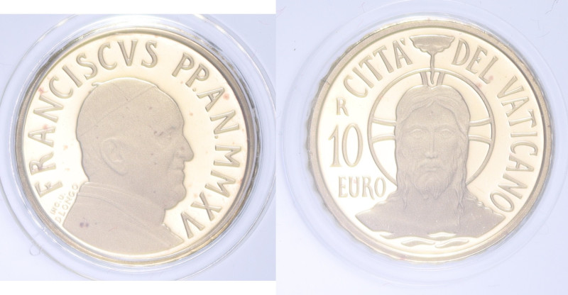 FRANCESCO (2013-OGGI) 10 EURO 2015 IL BATTESIMO AU. 3 GR. IN COFANETTO PROOF