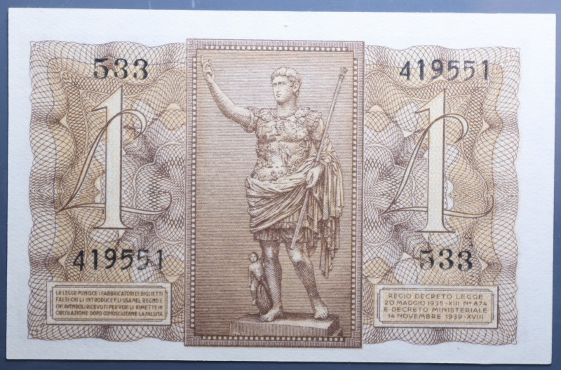 VITT. EMANUELE III 1 LIRA 1939 IMPERO FDS