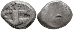 Greek
ACHAEMENID EMPIRE. Time of Artaxerxes II to Artaxerxes III (Circa 375-340 BC). Sardes.
AR Siglos (15mm 5.34g)
Obv: Persian king in kneeling-r...