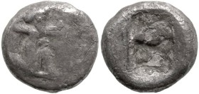 Greek
ACHAEMENID EMPIRE. Darios I to Xerxes I (Circa 505-480 BC). Lydo-Milesian standard. Sardes mint.
1/6 Siglos (8mm 0.72g)
Obv: Persian king or ...