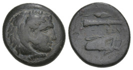 Greek
KINGS of MACEDON. Alexander III 'the Great' (336-323 BC). Uncertain mint in Western Asia Minor.
AE Bronze (16mm 6.63g)
Obv: Head of Herakles ...