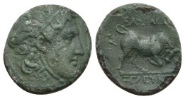 Greek
SELEUKID KINGDOM. Seleukos I Nikator (Circa 312-281 BC)
AE Bronze (16mm 4.04g)
Obv: Winged head of Medusa right.
Rev: ΒΑΣΙΛΕΩΣ / ΣΕΛΕΥΚΟΥ. B...