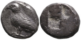 Greek
TROAS. Abydos. (Late 6th-early 5th centuries BC).
AR Diobol (9.2mm 1.12g)
Obv: Eagle standing left
Rev: Quadripartite incuse square.
SNG As...