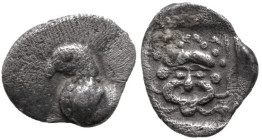 Greek
TROAS. Abydos. (Circa 480-450 BC).
AR Obol (11mm 0.7g)
Obv: Eagle standing left.
Rev: Facing gorgoneion within incuse square.
SNG Arikantür...