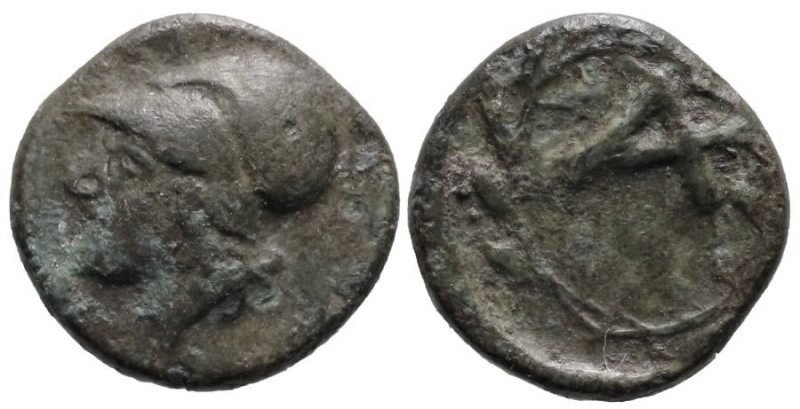 Greek
TROAS. Achilleion. (4th century BC).
AE Bronze (9.2mm 0.91g)
Obv: Helme...