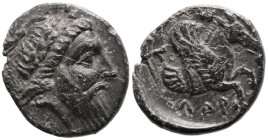 Greek
MYSIA. Adramytion (Circa 4th century BC)
AE Bronze (13mm 1.47g)
Obv: Laureate head of Zeus right.
Rev: ΑΔΡΑΜΥ. Forepart of Pegasos right.
S...