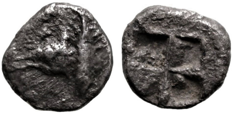 MYSIA. Kyzikos. (Circa 550 BC).
AR Hemiobol (8mm 0.47g)
Obv: Head of tunny lef...