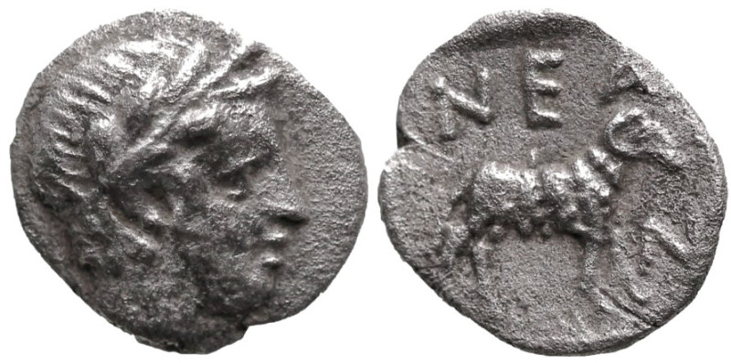 Greek
TROAS. Neandria. (Circa 350-340 BC).
AR Obol (8.9mm 0.49g).
Obv: Laurea...